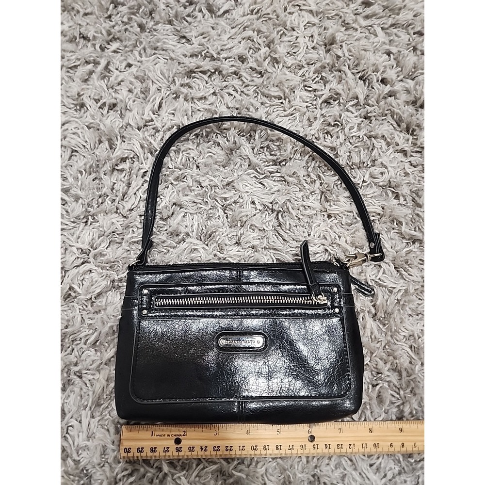 Franco Sarto Black Leather Small Shoulder‎ Zipper Pouch 7x 4"